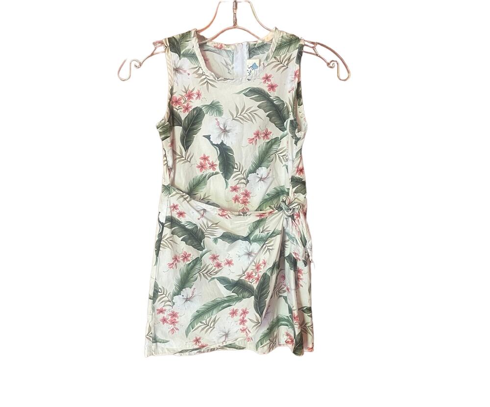 KY'S Made in Hawaii Girl's Cotton Faux Wrap Dress Sz 8